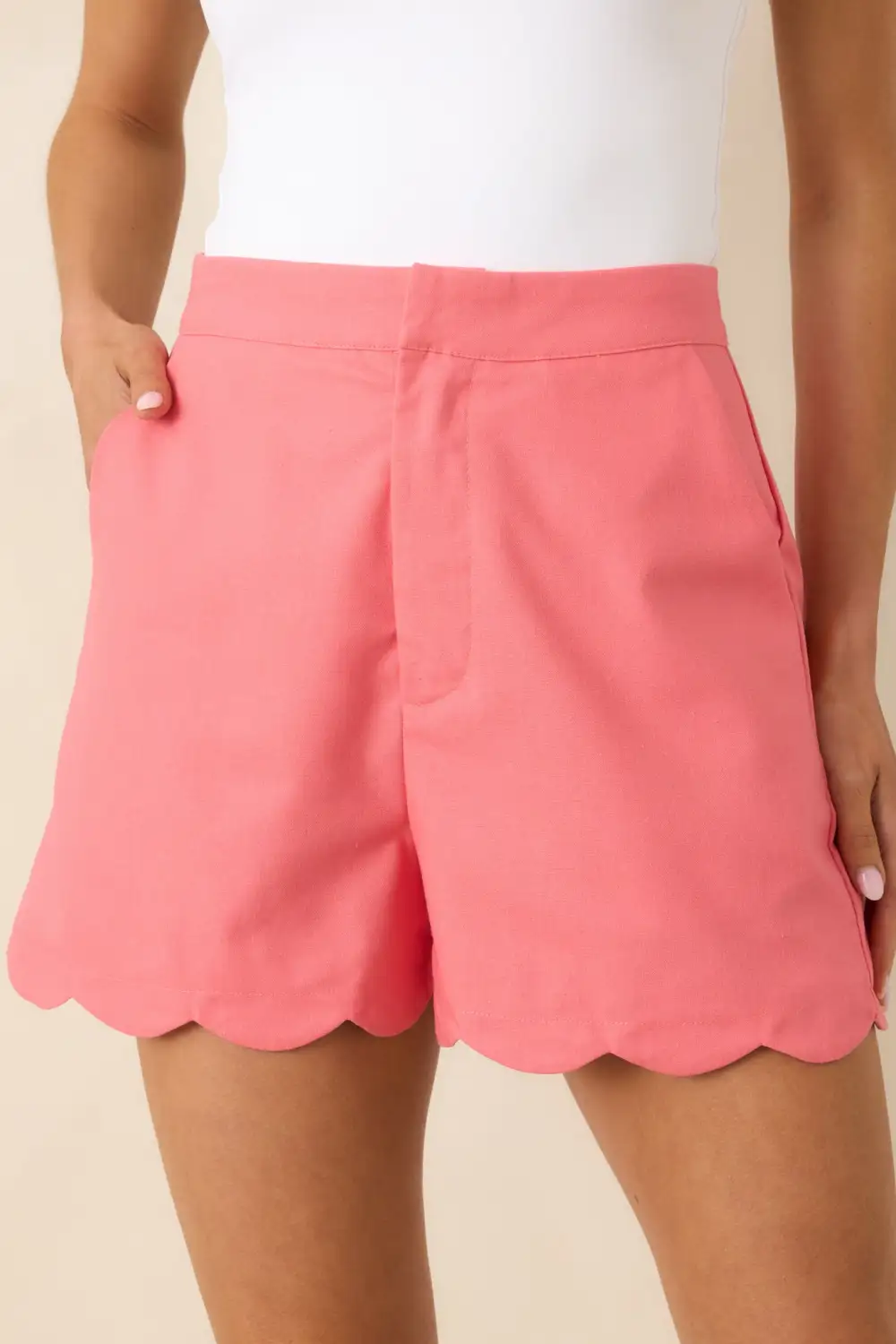 Scalloped Seaside Casual Shorts