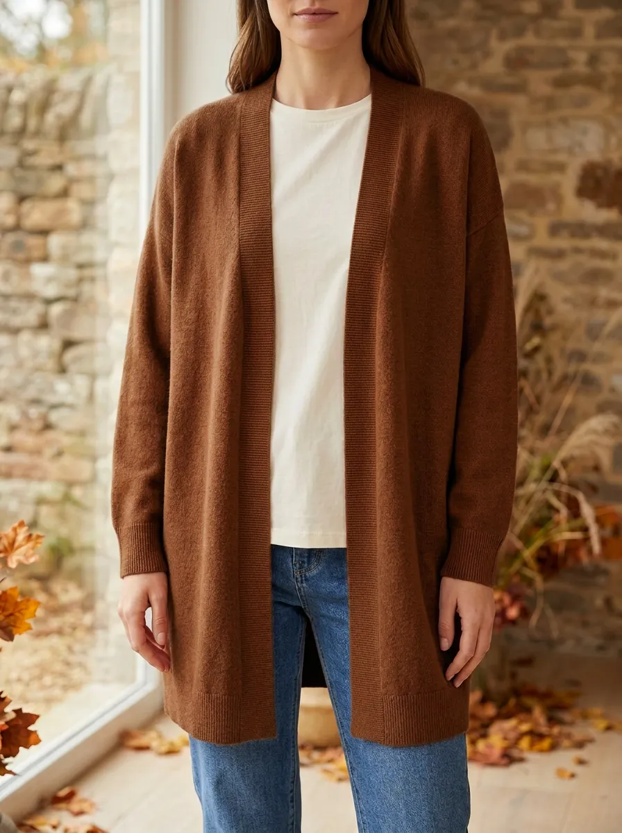 Easygoing Open-Front Knit Cardigan