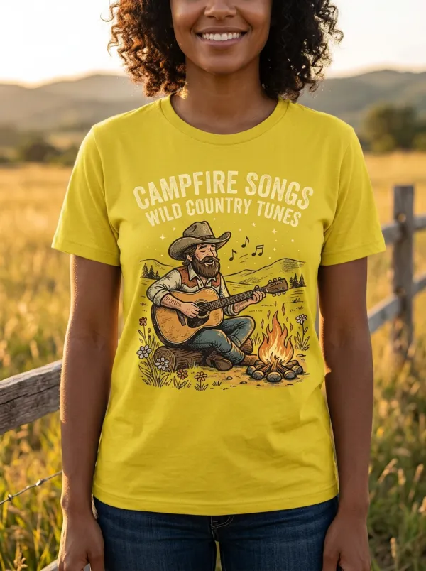Americana Guitar Cowboy Country Music Crewneck T-Shirt