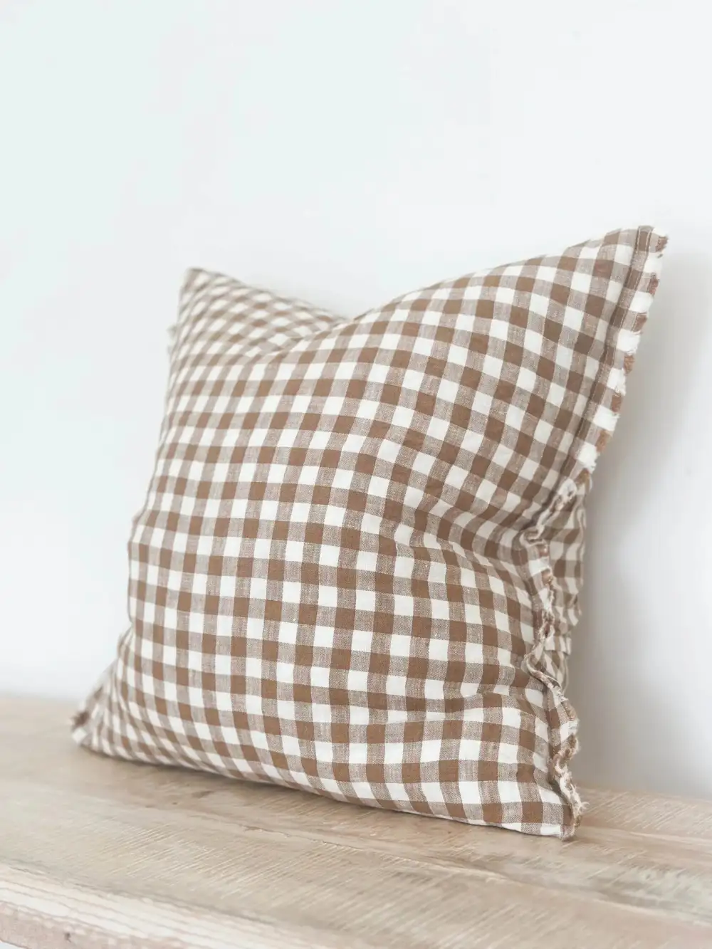Gingham Stonewashed-Linen Decorative Cushion