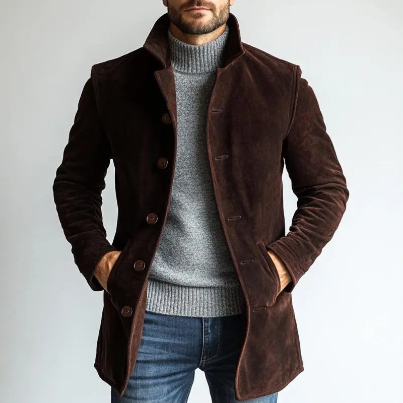 Tailored Wool Suede Coat