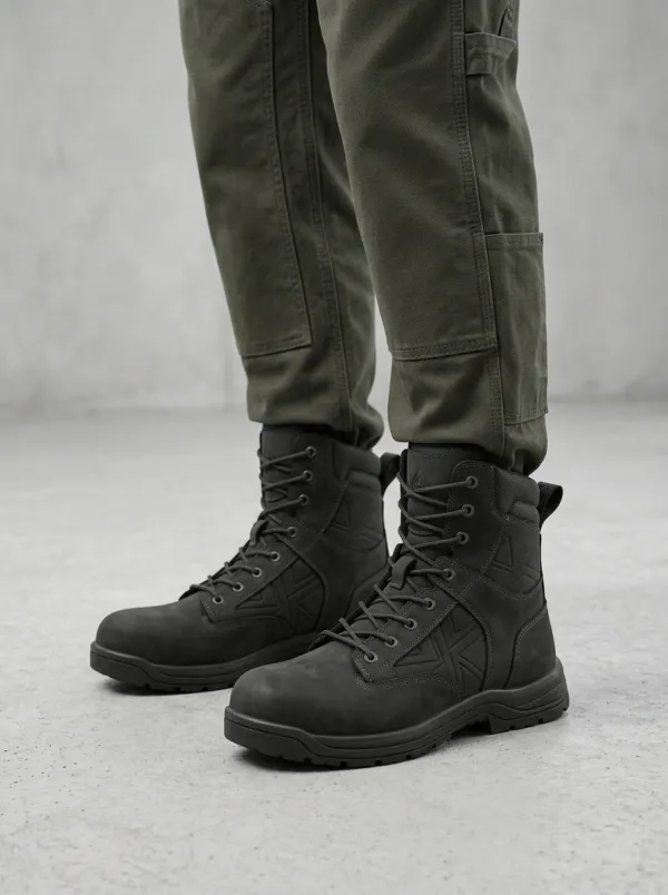 Unisex Geometric Pattern Embossed Print Work Boots
