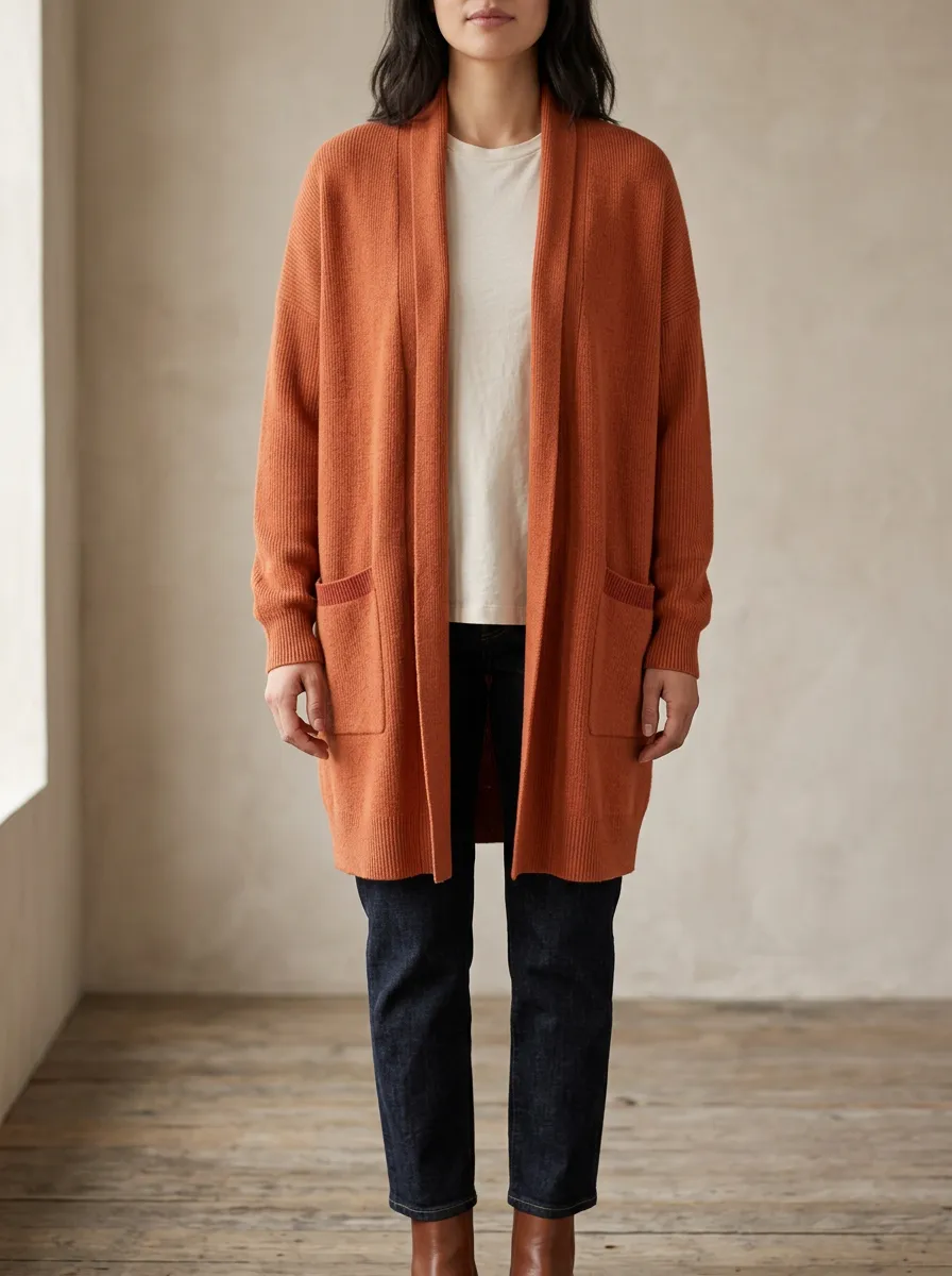 Ribbed-Knit Knit Cardigan