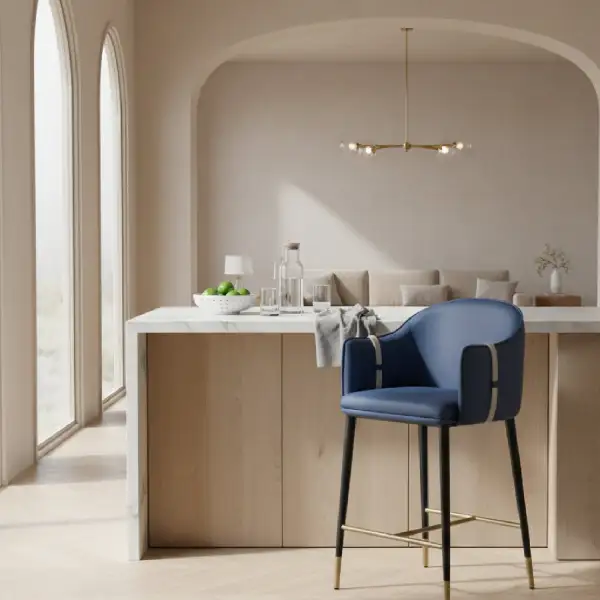 Structured Leather Vegan-Leather Counter Stool