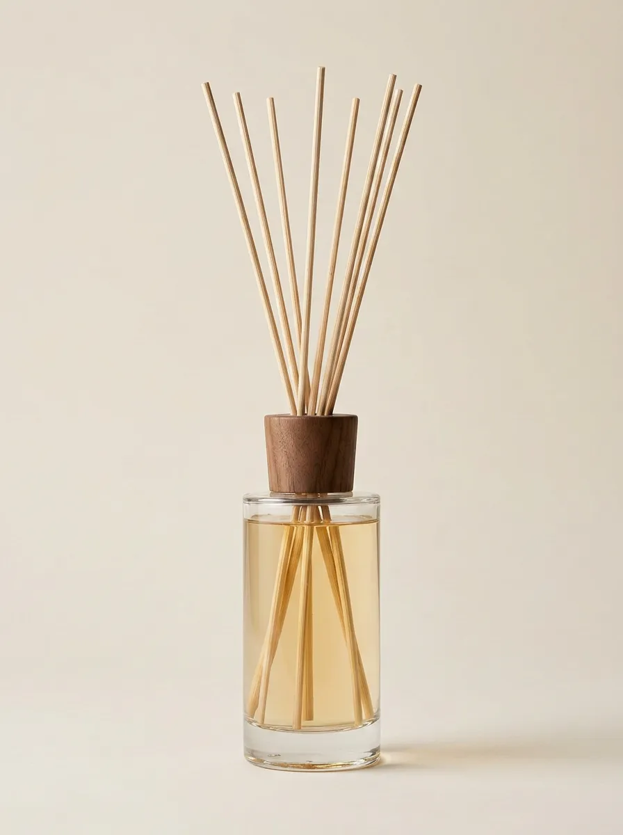 Home Fragrance Reed Diffuser Set Wood Cap Glass Bottle