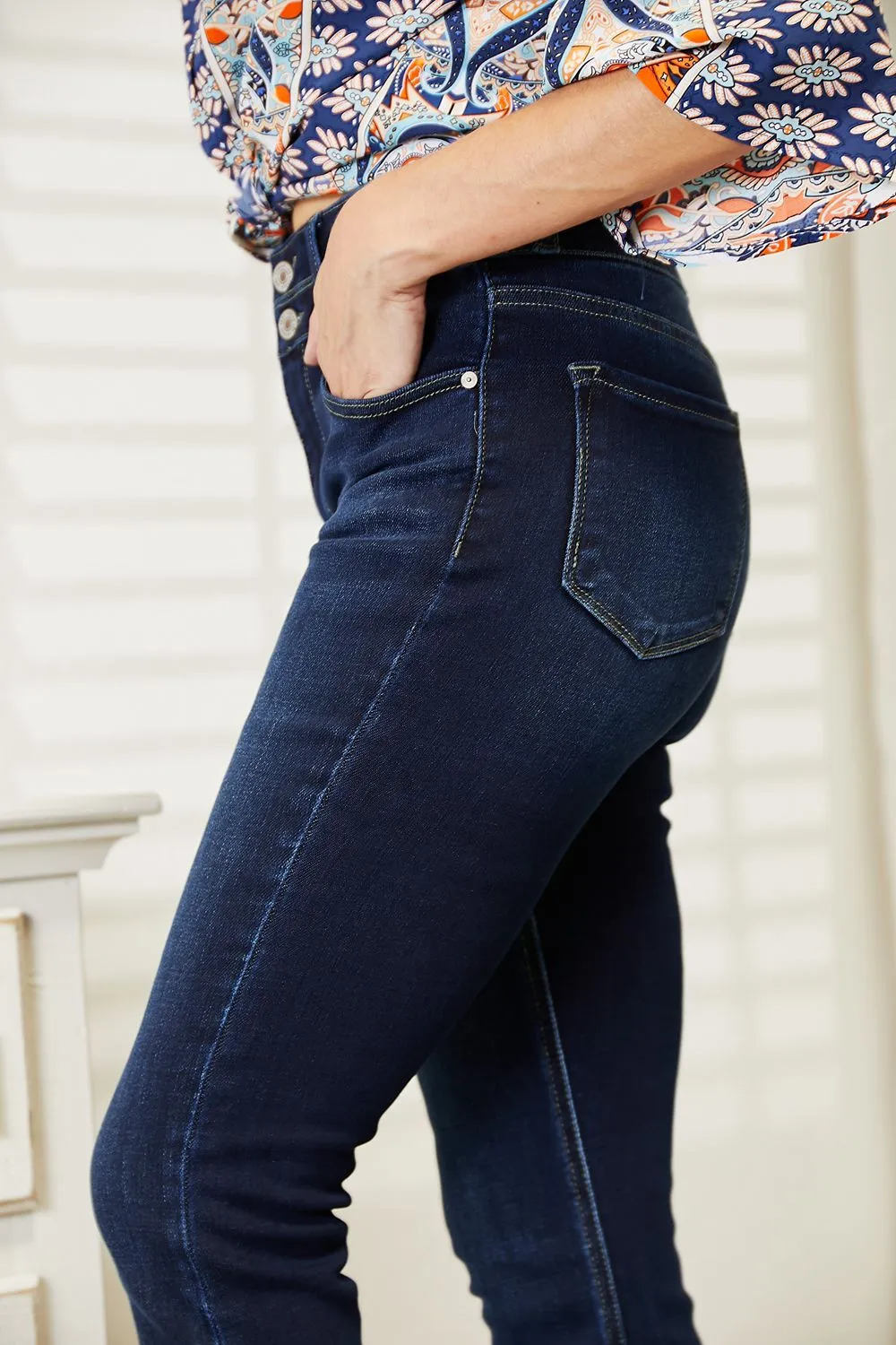 High Rise Wide Waistband Bootcut Denim Jeans