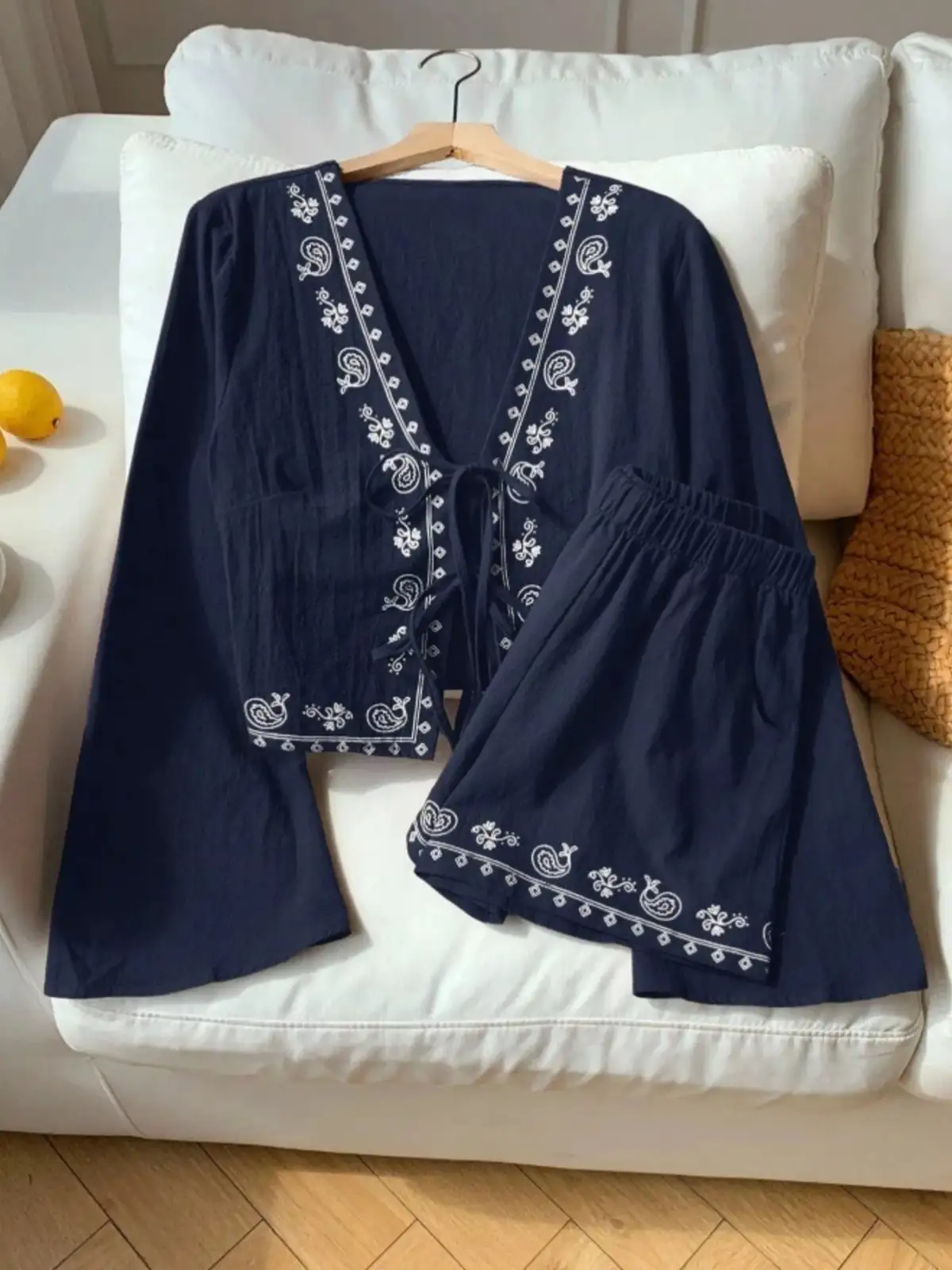 Pocketed Cotton Top and Shorts Matching Set
