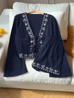 Pocketed Cotton Top and Shorts Matching Set