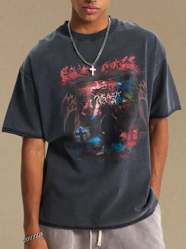 Simple Graphic Crew Neck Half Sleeve Tee