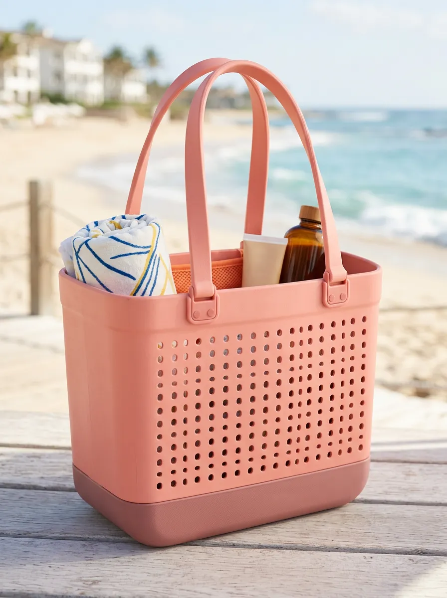 Coastal Perforated Perforated Beach Tote Bag