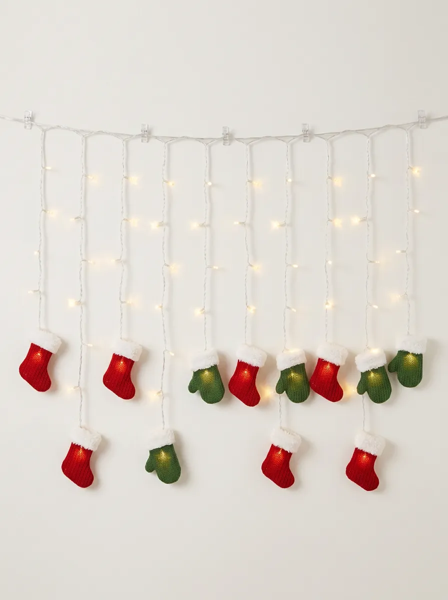 Red Stocking Green Mitten Christmas LED String Lights