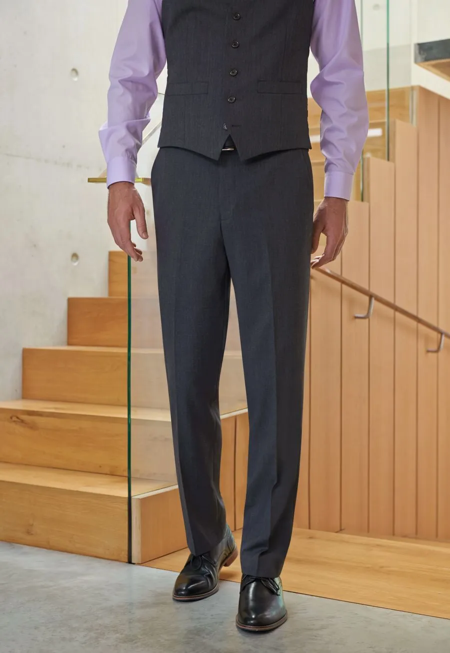 Men's Modern Tailored Fit Flat Front Stretch Suit Trousers