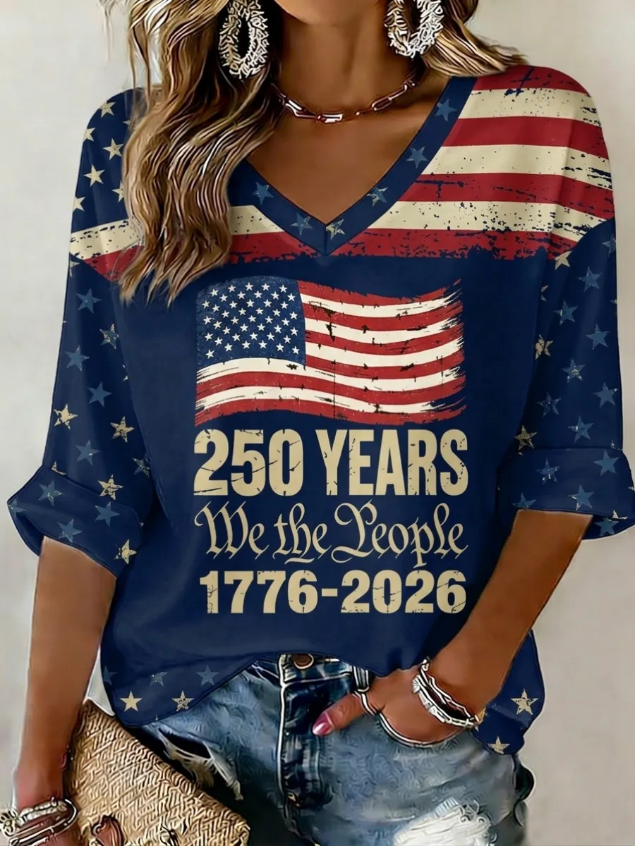 Women's 250Th Anniversary Casual Art Printed Top