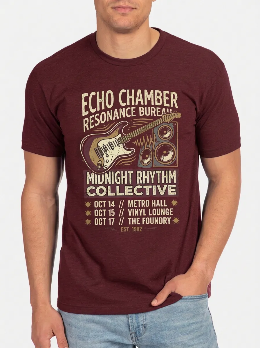 Men's Rock Band Guitar Speaker Graphic Printed T-shirt