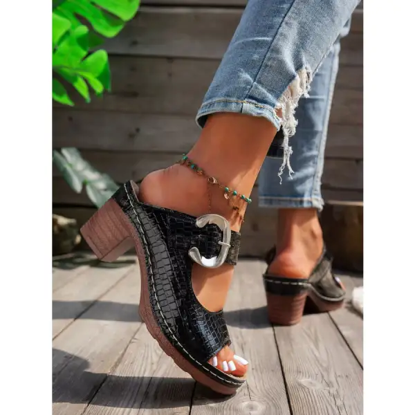 Open Toe Block Heels Sandals