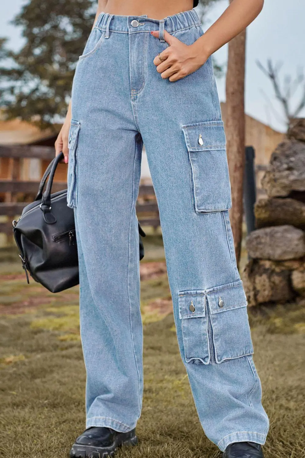 Easy Loose Fit Pocketed Denim Jeans
