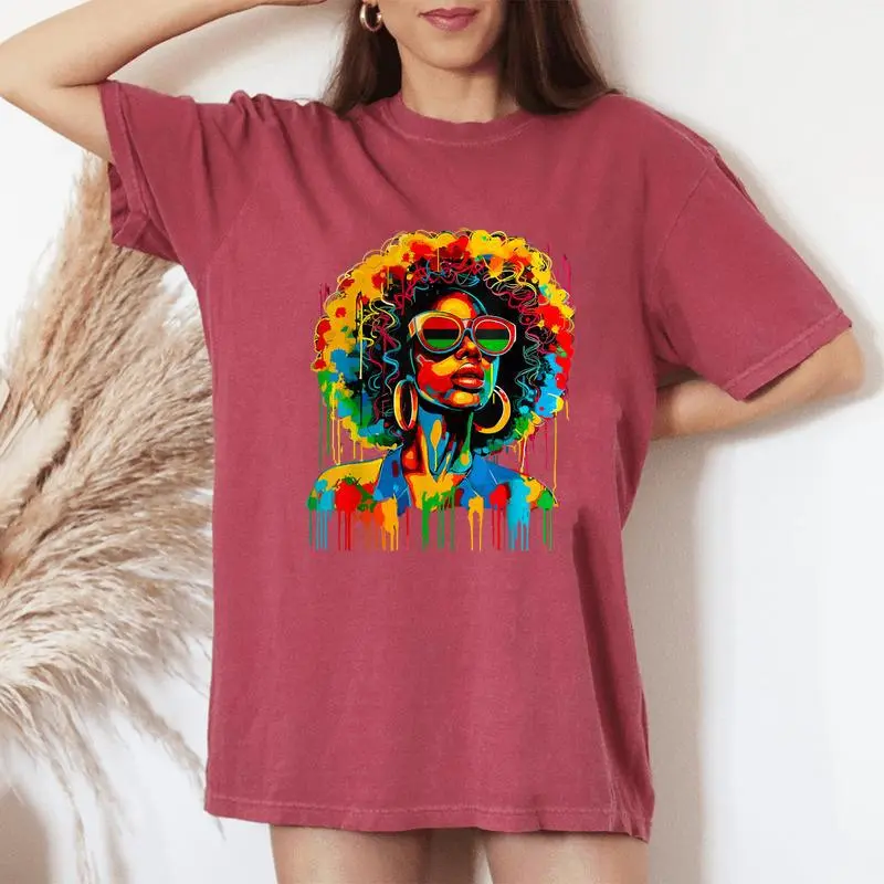 Dripping Black Queen Afro African Melanin Junenth Women's Oversized Comfort T-Shirt