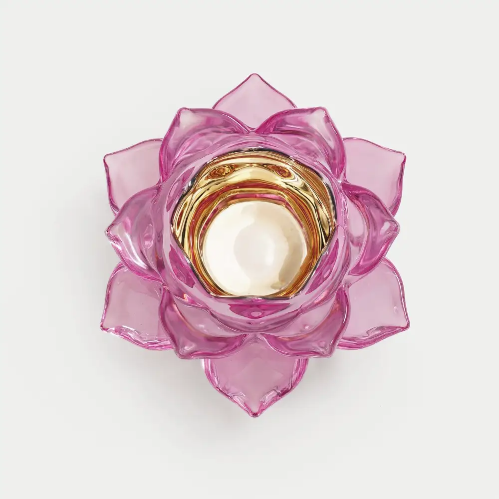 Lavender Lotus Glass Tealight Holder