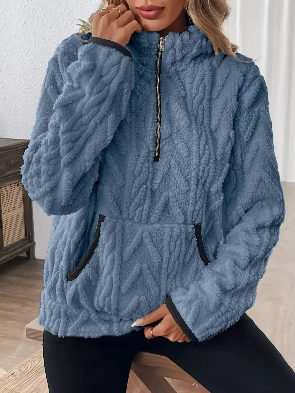 Fleece Half Zip Sweatshirt Plus Size