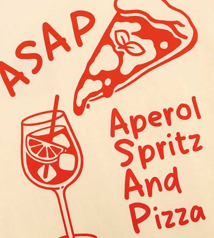 Pizza Pattern Crew Neck T-Shirt