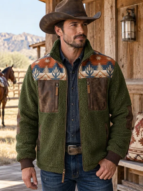 Prairie Ridge Aztec Look Men's Western Fleece Jacket