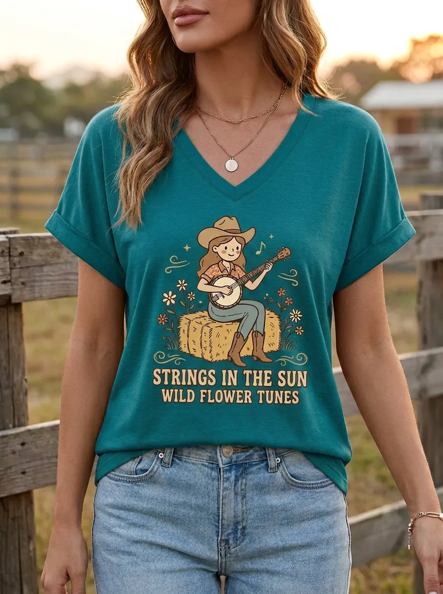 Cowgirl Women's Country Music V-Neck T-Shirt