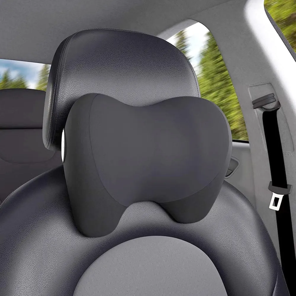Super Soft Car Headrest Pillow, 100% Memory Foam Car Neck Pillow with Adjustable Strap & Breathable Removable Cover, Ergonomic Design - Travel Pillow Car Pillow for Neck/Back Pain Relief(Black, 1PC)