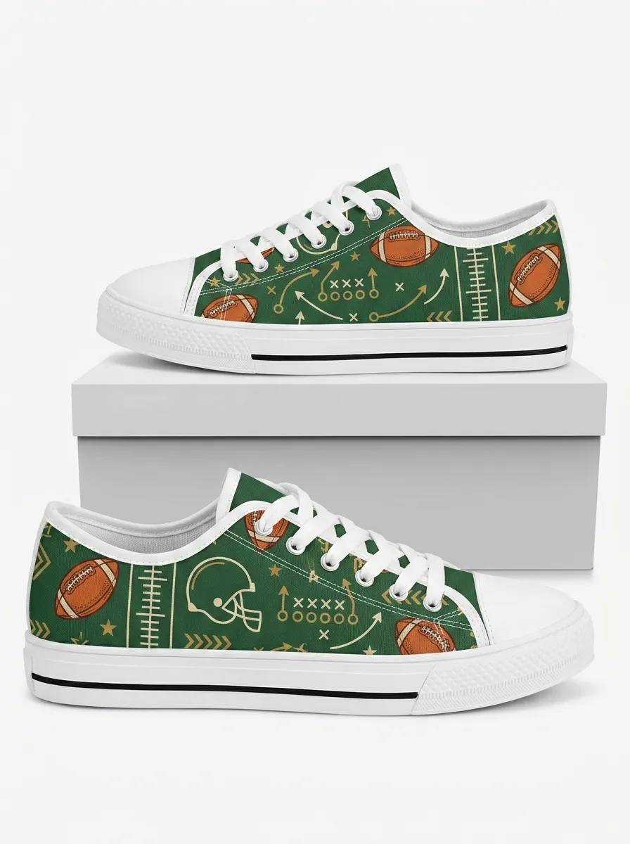 Unisex American Football Lover Playbook Pattern Printed Sneakers
