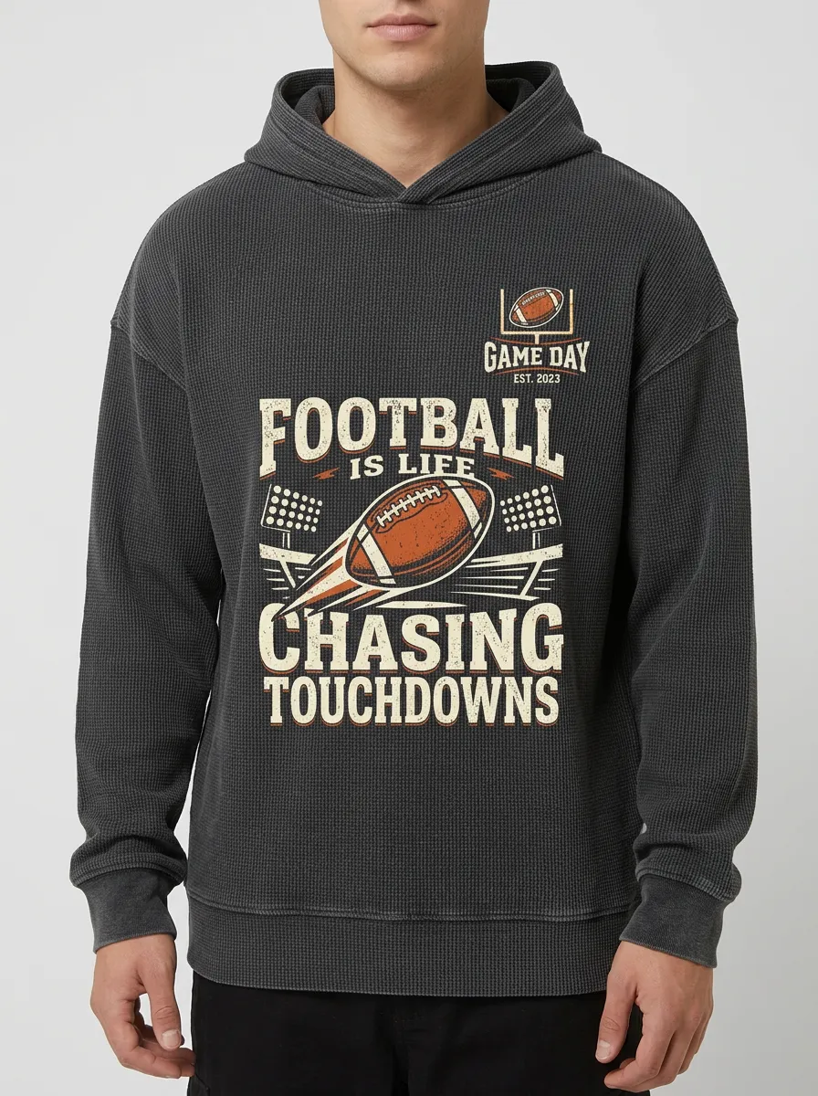 Men's American Football Lover Chasing Touchdowns Printed Hoodie