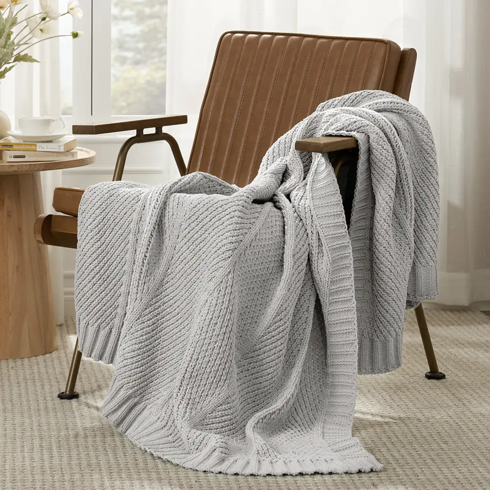 Chenille Chevron Throw Blanket