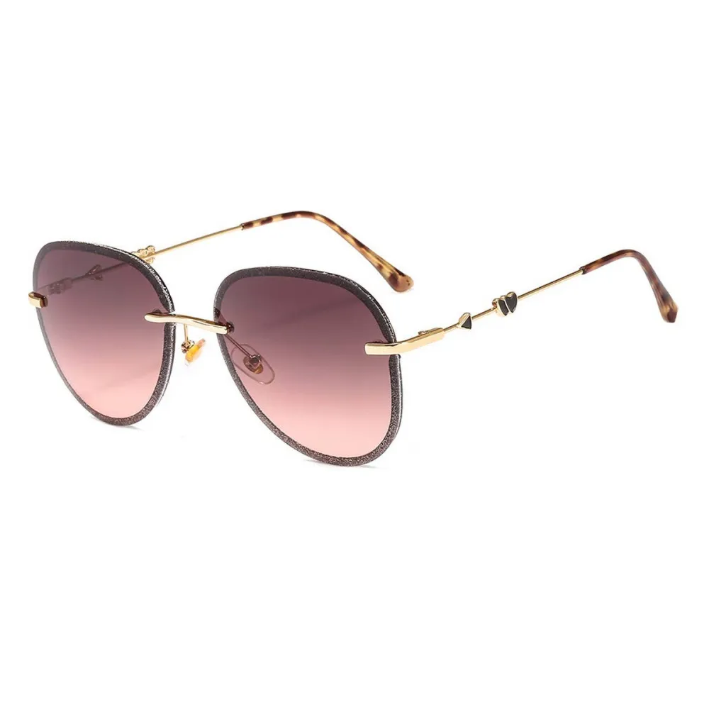 Heart Metal Rimless Sunglasses