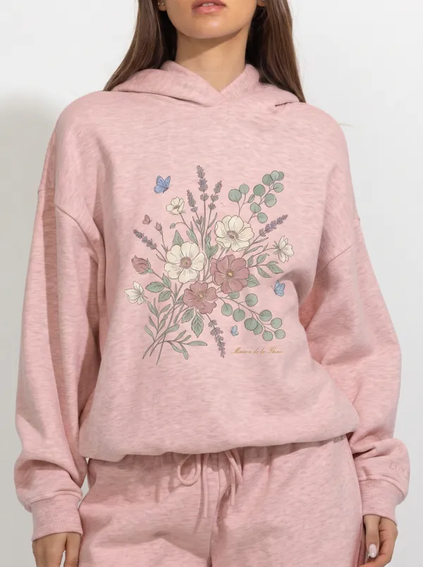 Women's Floral Botanical Butterfly Printed Hoodie