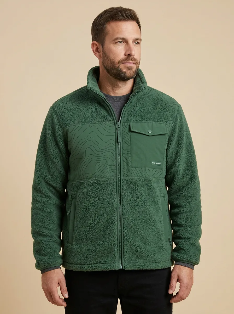 Hiking Topographic Map Fleece Jacket