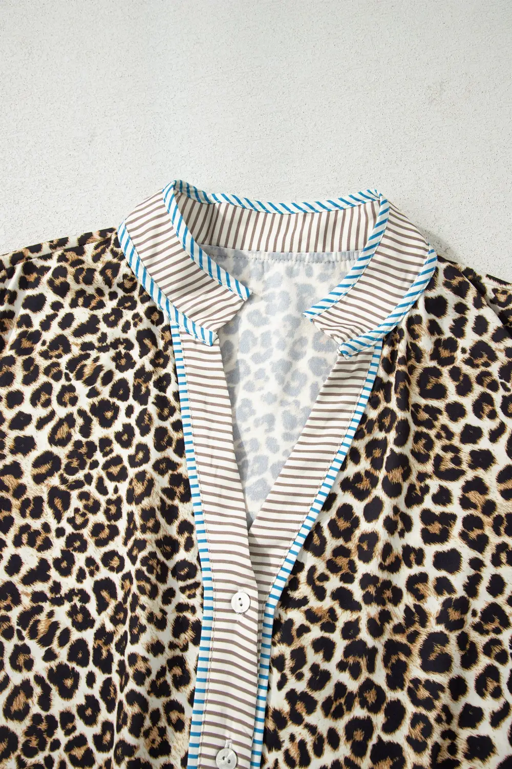 Lightweight Feel Striped Animal Print V Neck Mini Dress