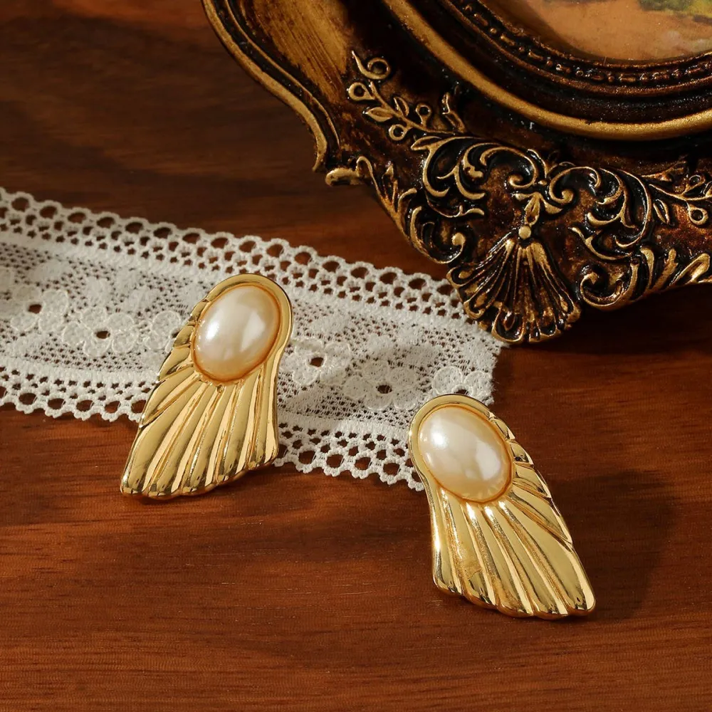 Beaded Titanium Steel Vintage Earrings