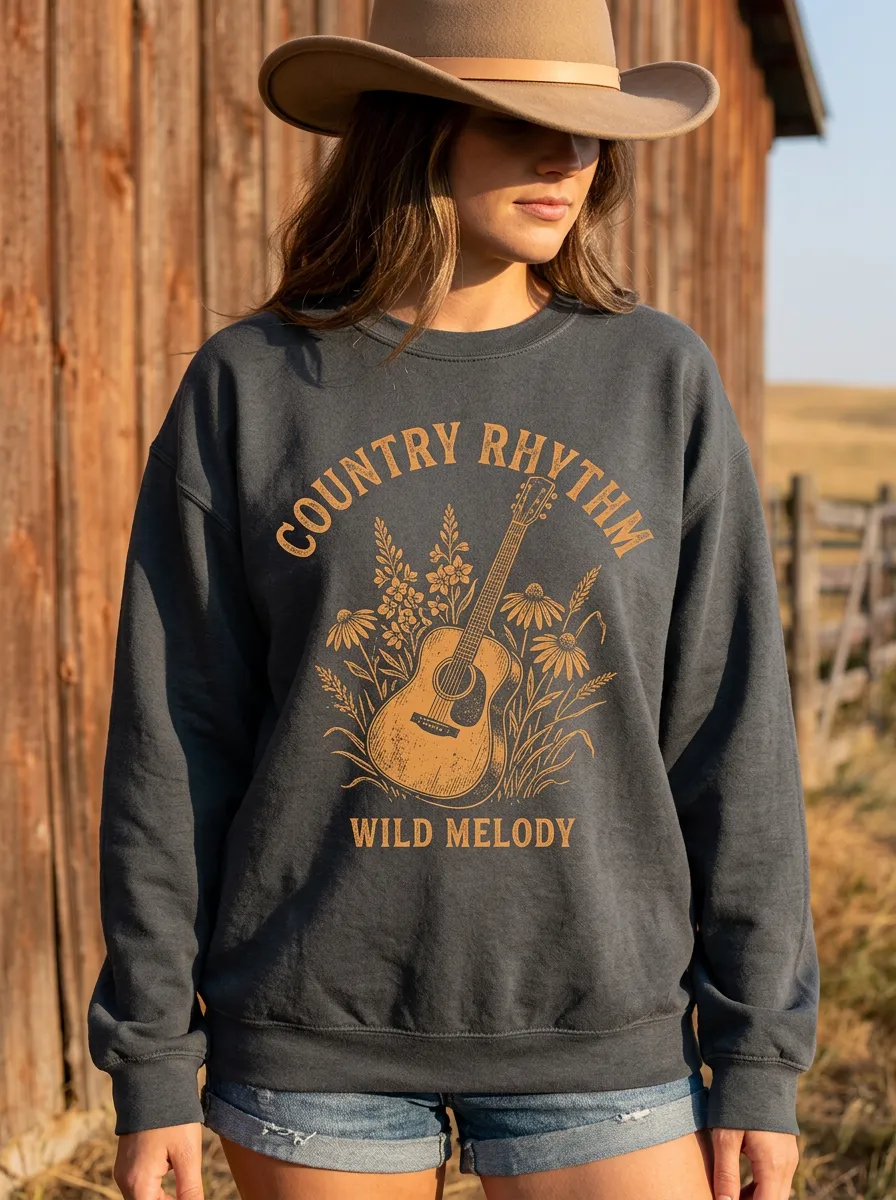Nashville-Inspired Country Music Crewneck Sweatshirt