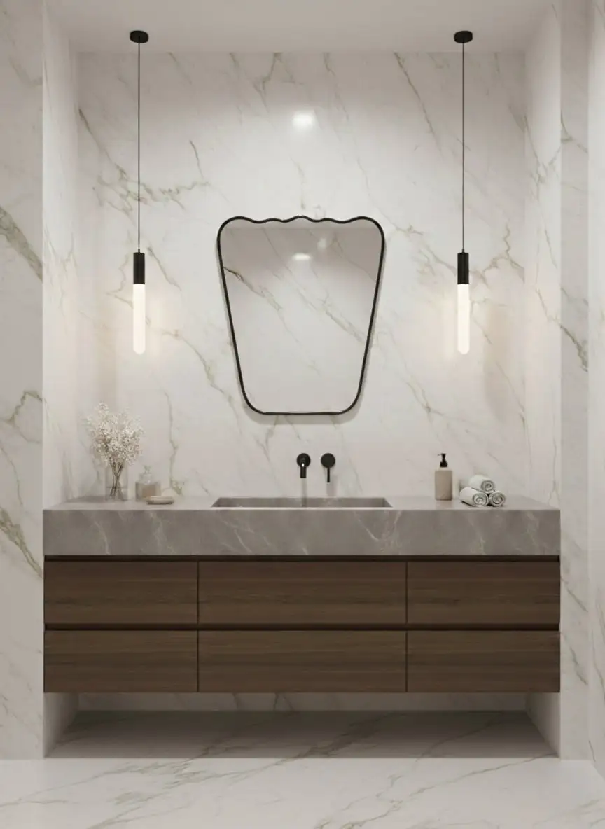 Flowing Wavy Brass Wall Mirror