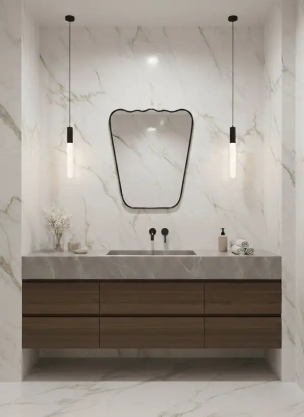 Flowing Wavy Brass Wall Mirror