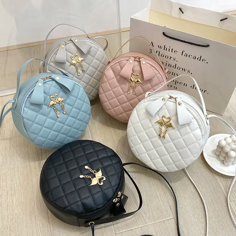 Compact Quilted Round Handbag