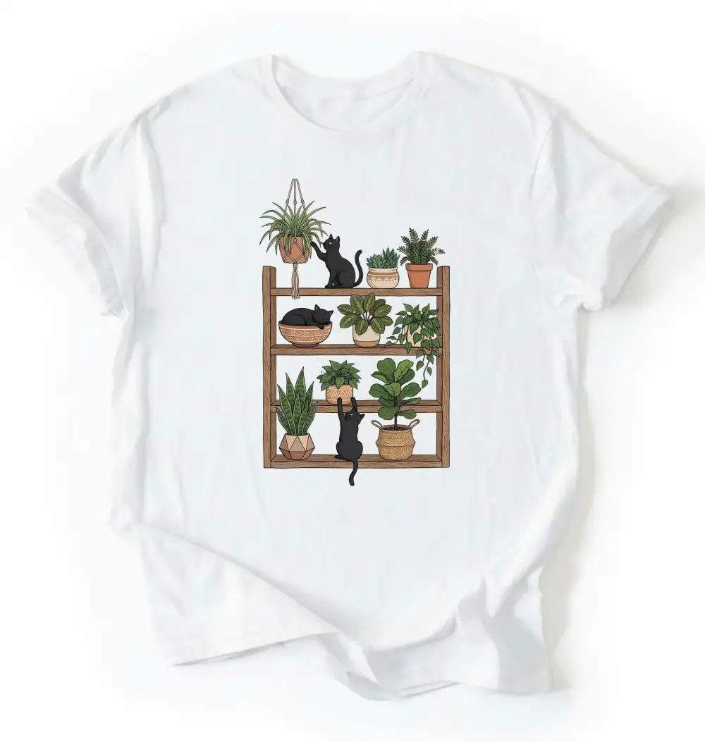 Plant Shelf Cat Graphic Cotton Tee