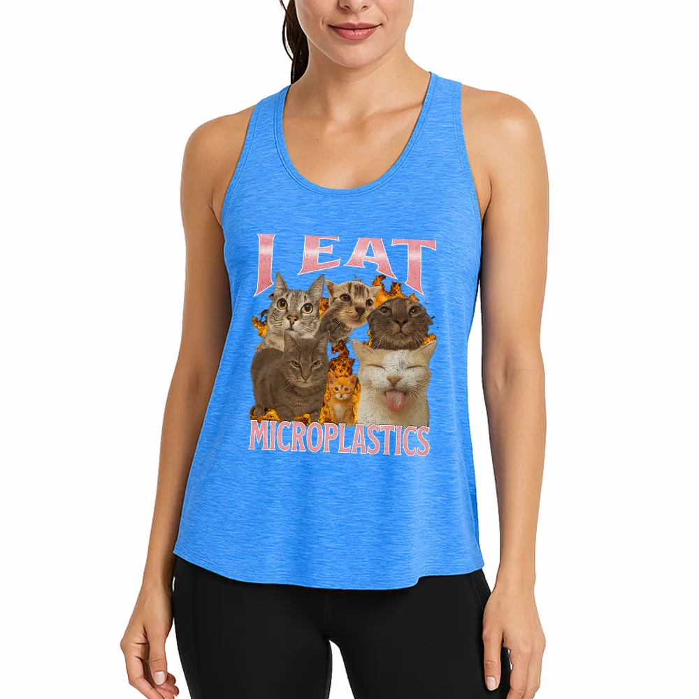 I Eat Microplastics Funny Cat Meme Athletic Tank