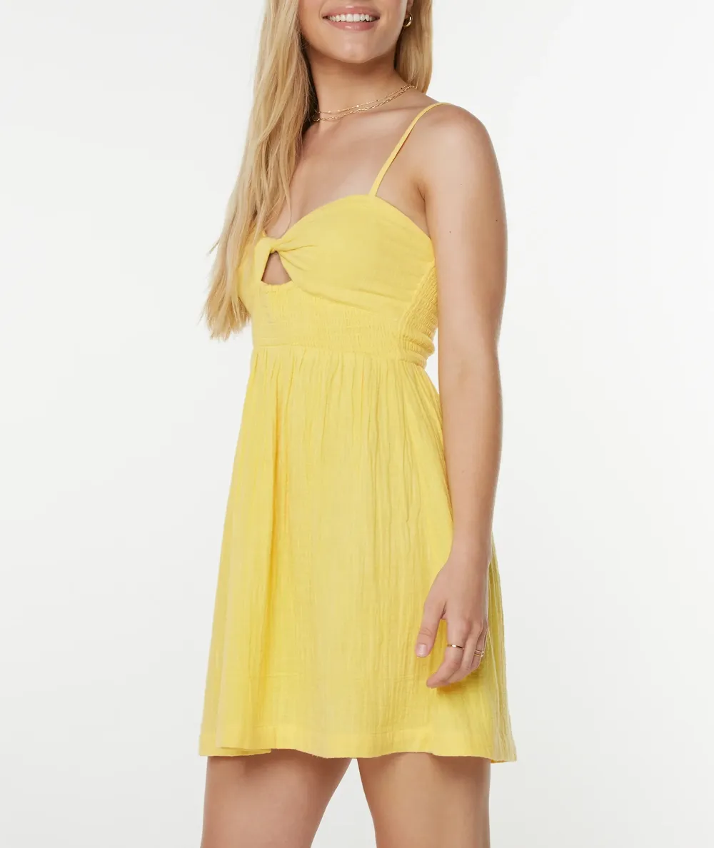 Solid-Color V-Neck Halter Dress
