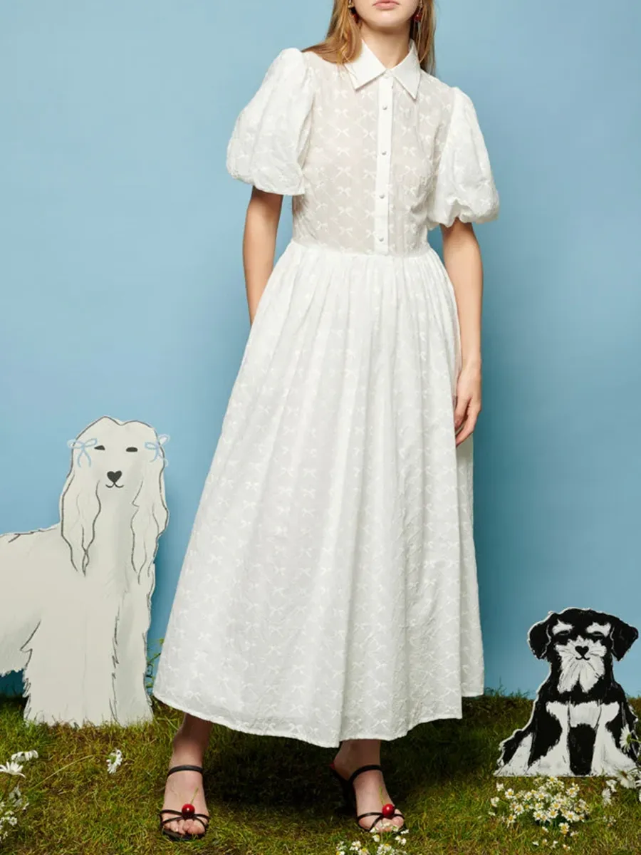 Bow Embroidered Midi Dress