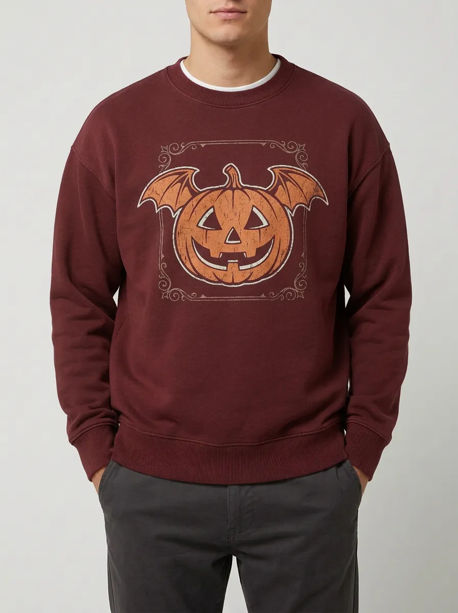 Men's Halloween Bat Pumpkin Sweatshirt