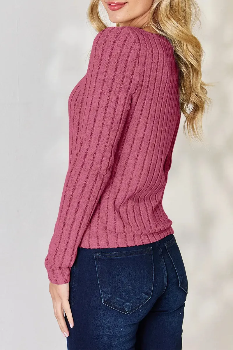 Full Size Ribbed Long Sleeve T-Shirt