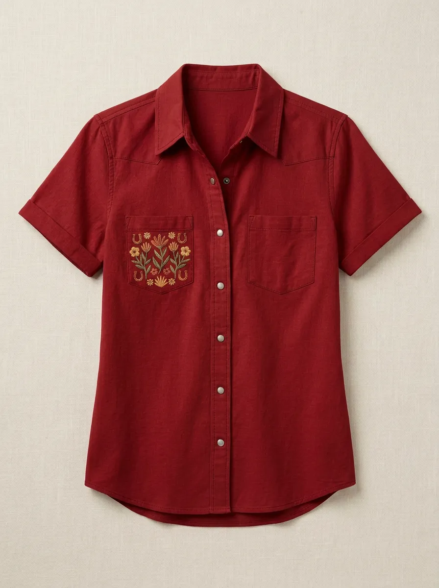 Cowgirl Floral Western Short Sleeve Shirt