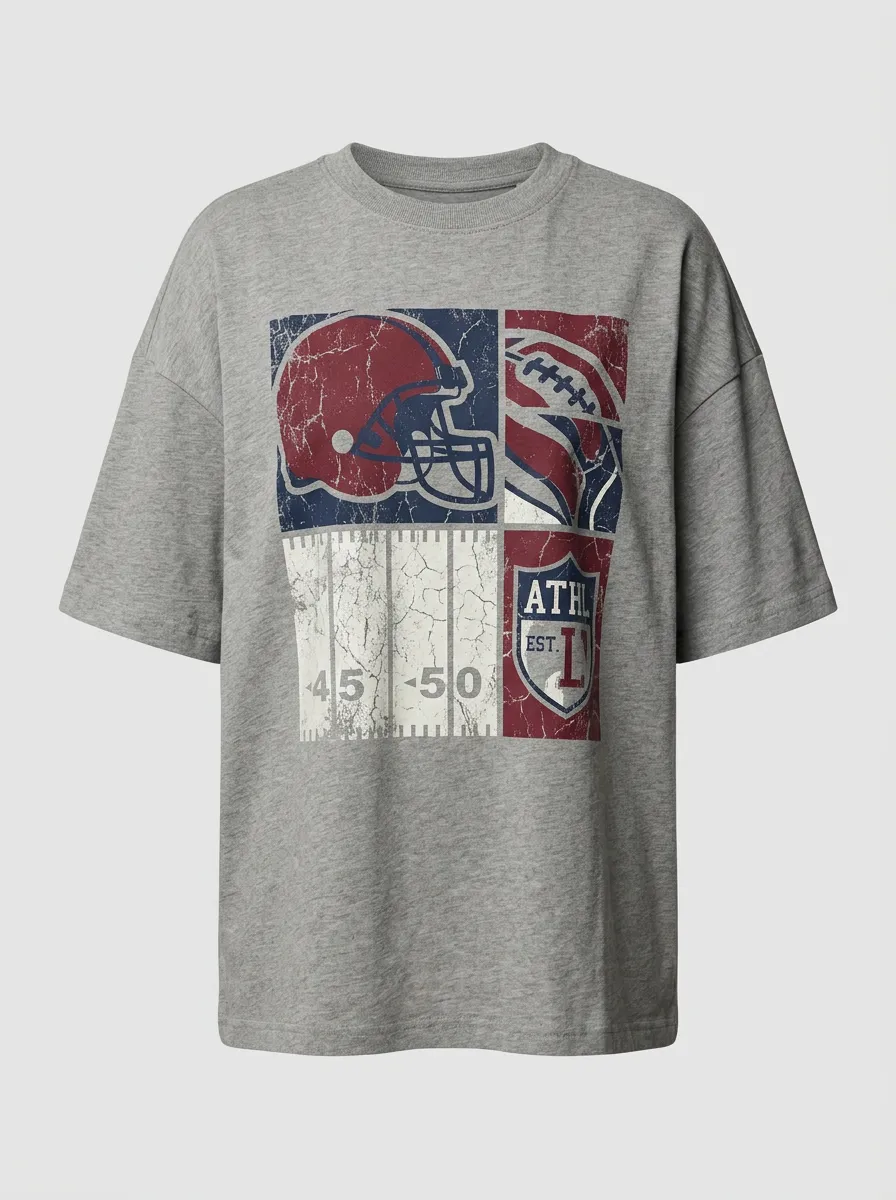 Women's American Football Lover Helmet Field Printed T-shirt