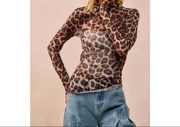 Mesh Leopard Printed Top