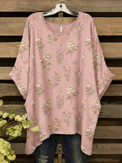 Butterfly Floral Nature Women's Loose Printed T-Shirt