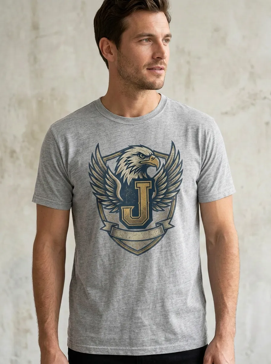 Men's Eagle Letter J Shield Graphic Graphic Tee